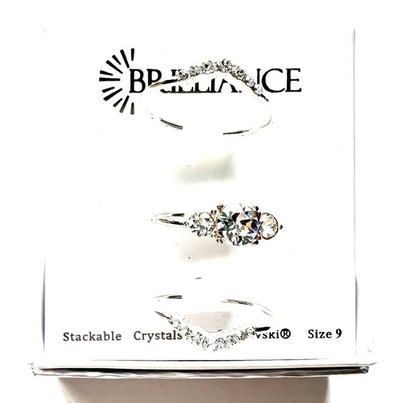 NIB NWT Brilliance 3-pc. Swarovski Clear Crystal Ring Set Size 7 Size 9 … - Picture 5 of 7